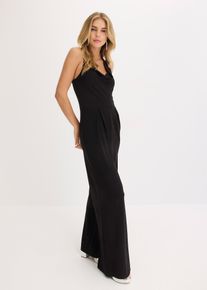 Jumpsuit mit Wasserfallausschnitt, schwarz, Gr&ouml;&szlig;e 44/46 (L), bonprix