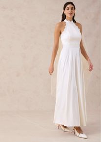 Brautkleid aus gl&auml;nzendem Satin mit Spitze, wei&szlig;, Gr&ouml;&szlig;e 38, bonprix