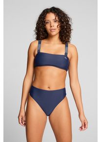 Bandeau-Bikini-Top Puma "Puma SWIM WOMEN BANDEAU TOP", Damen, Gr. S, N-Gr, blau (navy), Obermaterial: 80% Polyamid, 20% Elasthan, Bikini-Oberteile Bandeau-Bikini-Top, breite, verstellbare Tr&auml;ger mit Logoschriftzug