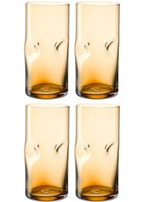 Longdrinkglas Leonardo "VESUVIO", gelb (amber), H:14cm &Oslash;:7cm, Glas, Trinkgef&auml;&szlig;e, Longdrinkglas, 330 ml, 4-teilig