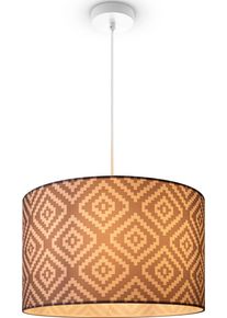 Paco Home Pendelleuchte "Hugo Stella", wei&szlig;, &Oslash; 45,5cm H: 27cm, Leuchten, Pendelleuchte Wohnzimmer Lampenschirm Stoff Rund Retro Vintage Textil, Pendelleuchte