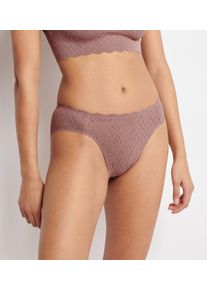 Slip Sloggi "ZERO Feel Bliss High leg", Herren, Gr. XS, braun (cacao), Spitze, Obermaterial: 76% Polyamid, 24% Elasthan, Jacquardmuster, unifarben, figurbetont, Unterhosen Slip, unsichtbar mit Spitzenoptik