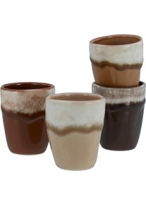 Espressotasse Creatable "Squeezy Mocha Mousse, Espressobecher 4-tlg", bunt, B:6cm H:7cm &Oslash;:6cm, Steinzeug, Trinkgef&auml;&szlig;e, Espressotasse, Einzigartige Optik, Reaktivglasur
