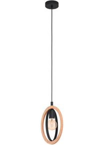 Eglo H&auml;ngeleuchte "BASILDON Pendellampe, E27, Stahl und Holz, H&auml;ngelampe, Esstischlampe", schwarz, 1, H: 110cm, 1 Stk., Leuchten, H&auml;ngeleuchte, Lampe, L19 x B16 x H110, schwarz, braun, 1X40W exkl., H&auml;ngeleuchte