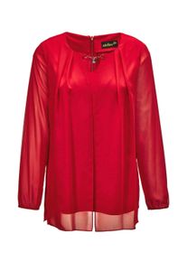 Kurzarmbluse GOLDNER "Kurzgr&ouml;&szlig;e Festbluse mit Kettenverzierung", Damen, Gr. 23, rot, Obermaterial: 92% Polyester PES. 8% Elasthan EL., festlich, figurumspielend, weit Gummib&uuml;ndchen, Blusen Kurzarmbluse, Mit schm&uuml;ckendem Element am Ausschnitt