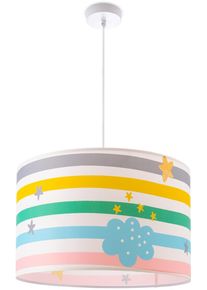 Paco Home Pendelleuchte "Tweet 462", wei&szlig;, 1, &Oslash; 45,5cm H: 27cm, Leuchten, Lampe Kinderzimmer Babyzimmer Deckenlampe Streifen Regenbogen E27, Pendelleuchte