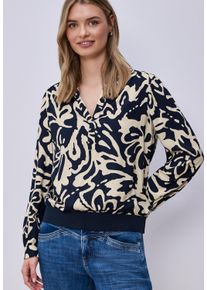 Langarmbluse Street One, Damen, Gr. 46, bunt (shadowed navy), Web, Obermaterial: 100% Viskose, bedruckt, regular fit normal, Rundhals, Blusen Langarmbluse, mit All-Over Print
