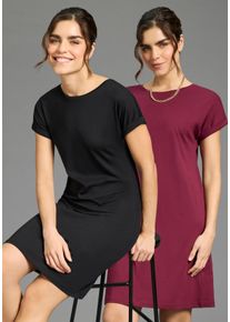 Shirtkleid Flashlights, Damen, Gr. 48/50, N-Gr, schwarz, bordeaux, Single Jersey, Obermaterial: 50% Baumwolle, 50% Modal, unifarben, figurumspielend kniefrei, Rundhals, Aufschlag, Kleider Shirtkleid, aus Single Jersey, figurumspielende Passform, perfektes Basic, Sparset, Topseller