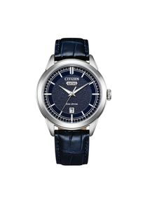 Solaruhr Citizen "Eco-Drive Classic ( C7 Design)", blau, silberfarben, Armbanduhren, Damen, Solaruhr, Armbanduhr, Herrenuhr, Lederarmband, analog, Big Date