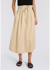 Midirock BOSS Orange "Vakola Premium Damenmode", Damen, Gr. 40, open beige 287, Web, Obermaterial: 80% Viskose, 20% Leinen, unifarben, ca. Mitte Wade, R&ouml;cke Midirock, mit Leinen-Anteil, Paperbag