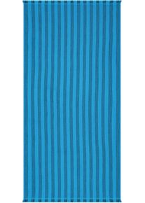 Strandtuch Egeria "Pestemal", blau, B:80cm L:180cm, gewebte Ware, Obermaterial: 65% Baumwolle, 20% Polyester, 15% Viskose, Handt&uuml;cher, Strandtuch, 80x180 cm, mit Fransen