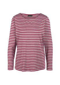 Longpullover GOLDNER "Jerseyshirt mit Streifenmuster", Damen, Gr. 48, grau (winterrot, grau), Obermaterial: 95% Viskose CV. 5% Elasthan EL., eng Tubular, Pullover Longpullover, Bunt gewirkter und dadurch farbbest&auml;ndiger Ringel