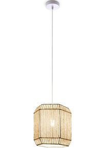 Paco Home Pendelleuchte "Hugo Pepe", wei&szlig;, H: 29cm, Leuchten, Wohnzimmer Esszimmer Rattan Optik Boho Schirm Papier Sechseckig, Pendelleuchte