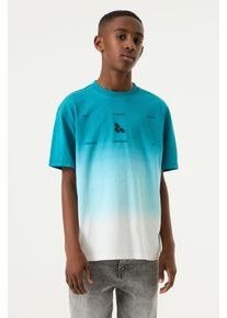 Print-Shirt Garcia, Jungen, Gr. 176, blau (teal blau), Jersey, Obermaterial: 100% Baumwolle, bedruckt, normal h&uuml;ftbedeckend, Rundhals, Shirts Print-Shirt, im Batik-Look und Druck, for Boys
