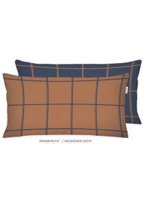Kissenbez&uuml;ge Tom Tailor HOME "new bedroom, LARGE CHECK, 40x40cm oder 40x80cm", blau (schwarz navy, rusty rot), B:40cm L:80cm, Flanell, Obermaterial: 100% Baumwolle, Kissenbez&uuml;ge, Kissenbez&uuml;ge, mit Markenrei&szlig;verschluss