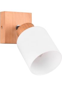 REALITY LEUCHTEN Deckenstrahler "Assam", beige (natur), 1, H: 21cm, 1 Stk., Leuchten, Spot 1-flg. Naturholz, exkl 1xE14 max 25W, Glasschirm wei&szlig; schwenkbar, Deckenstrahler