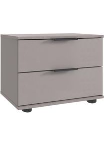 Nachtkommode wimex "Tilburg, einzeln oder im 2er Set, Made in Germany", grau (saharagrau), B:52cm H:40cm T:38cm, Holzwerkstoff, Sideboards, Nachtkommode, Nachtschrank mit 2 Schubladen, schwarze Metallgriffe