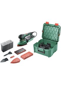 Bosch Home and Garden Multischleifer BOSCH HOME & GARDEN "PSM 200 AES + SystemBox", schwarz (gr&uuml;n, rot, schwarz), Schleifmaschinen, Multischleifer