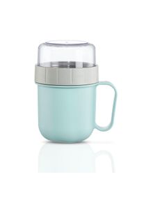M&uuml;slibox Xavax "M&uuml;slibecher ToGo, 500 + 200 ml, auslaufsicher (2 F&auml;cher, extra Topper)", blau (pastellblau), H:15cm, Lebensmittelaufbewahrungsbeh&auml;lter, M&uuml;slibox