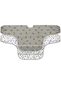 L&auml;ssig L&auml;tzchen L&Auml;SSIG "Little Forest, Fuchs", Baby, bunt (wei&szlig;, olivgr&uuml;n), Polyester, L&auml;tzchen L&auml;tzchen, lang&auml;rmelig, mit integriertem Auffangschutz; PETA-approved vegan