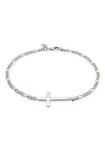 Armkette Kuzzoi "Armband Kreuz Figarokette 925 Sterling Silber" Gr. 23, silber, Armb&auml;nder, Herren, 23, Silber 925 (Sterlingsilber), Armkette