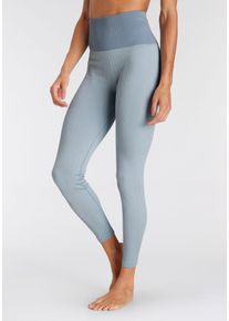 Leggings Vivance ACTIVE, Damen, Gr. M (40/42), N-Gr, blau (hellblau), Obermaterial: 56% Polyamid, 37% Polyester, 7% Elasthan, Jacquardmuster, figurbetont kn&ouml;chelfrei, Hosen Leggings, in Jacquardmuster und breitem Bund