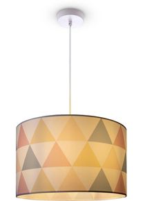 Paco Home Pendelleuchte "Hugo Delta", wei&szlig;, &Oslash; 45,5cm H: 27cm, Leuchten, Wohnzimmer Lampenschirm Modern Pendelleuchte Stoff E27 Dreieck Bunt, Pendelleuchte