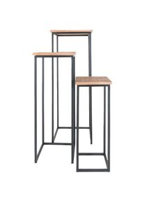 Home67 Plantentafels sam vierkant set van 3 bruin mangohout
