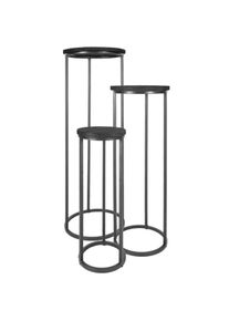 Home67 Plantentafels sam rond set van 3 mangohout