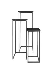 Home67 Plantentafels sam vierkant set van 3 mangohout