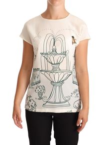 Dolce & Gabbana Vrouwen Witte Zijde Tuin Fontein T-shirt Blouse
