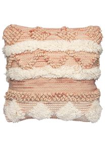 M&Ouml;BELIX M&ouml;belix , Rosa, Creme , Textil , F&uuml;llung: Polyester,Polyester , quadratisch , 45x45x15 cm , ISO 9001, Care & Fair, Global Recycled Standard (Grs), GoodWeave , mit Fransen, hochwertige Qualit&auml;t , Heimtextilien, Wohntextilien, Kissen, Zierkissen