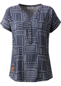 Damen Druckbluse aus reiner Viskose marine-ecru-gemustert Gr&ouml;&szlig;e 46