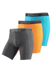 Buffalo Herren Langer Boxer in t&uuml;rkis, orange, schwarz ,Gr&ouml;&szlig;e S, Witt, 92% Baumwolle, 8% Elasthan