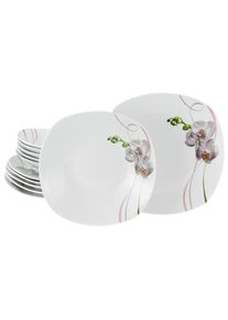 Creatable Tafelservice Square Orchidee Rosa/Wei&szlig;, 12-teilig