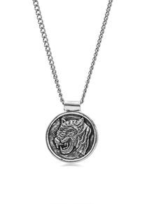 Kette mit Anh&auml;nger HAZE & GLORY "Halskette M&uuml;nze - Tiger 925 Silber" Gr. 68, silber, Halsketten, Herren, ohne Stein, Silber 925 (Sterlingsilber), Kette mit Anh&auml;nger