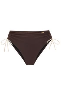 Bikini-Hose Copenhagen Studios "Emma", Gr. 36, N-Gr, braun (chocolate), Recycling-Polyamid, Badehosen Bikini-Hose, mit Kontrastdetails
