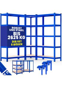 Monzana Schwerlast- und Eckregal 3er-Set Blau je 875kg