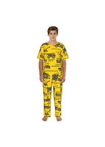 Men Pajamas Suit Short Sleeved Long Pants Cartoon Machinery Truck Sleepwear Summer Home Clothing Set