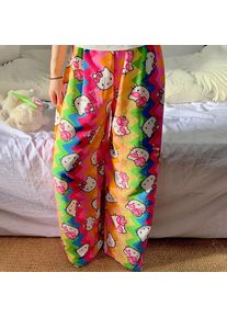 Pajama Pants Anime Kt Cat Rainbow Dopamine Trousers Skirt Cartoon Cute Loose Casual Trousers Cartoon Girl Gift Hello Kitty Loose