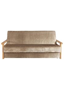 P & B , Hellbraun , Textil , Eiche,Eiche , vollmassiv,vollmassiv , 220x90x90 cm , Liegefunktion , Wohnzimmer, Sofas & Couches, Sofas, 2er Sofas