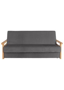 P & B , Graphitfarben , Textil , Eiche,Eiche , vollmassiv,vollmassiv , 220x90x90 cm , Liegefunktion , Wohnzimmer, Sofas & Couches, Sofas, 2er Sofas