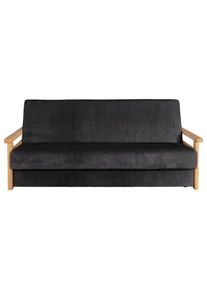 P & B , Schwarz , Textil , Eiche,Eiche , vollmassiv,vollmassiv , 220x90x90 cm , Liegefunktion , Wohnzimmer, Sofas & Couches, Sofas, 2er Sofas