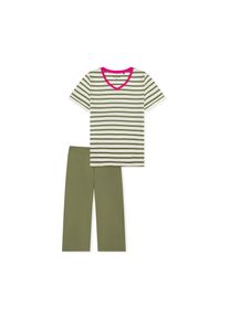 Piżama 3/4 Schiesser - dla pań - rozmiar 42 - kolor: zielony/w paski