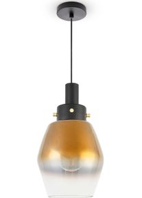 Paco Home Pendelleuchte "DORA", schwarz, &Oslash; 14cm H: 25,4cm, Leuchten, H&auml;ngelampe Pendelleuche Glas Esstisch Industriell Vintage E27 Modern, Pendelleuchte