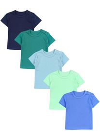T-Shirt TUPTAM "Shirt Baby Kurzarm T-Shirt 5er Set", M&auml;dchen, Gr. 98, gr&uuml;n (dunkelblau blau mineralgr&uuml;n dunkelgr&uuml;n hellgr&uuml;n), Obermaterial: 100% Baumwolle CO., Shirts T-Shirt