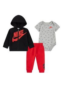 Erstausstattungspaket Nike Sportswear "JDI TOSS 3PC FZ PANT SET", M&auml;dchen, Gr. 68 (6), schwarz (schwarz, pink), Sweatware, Obermaterial: 60% Baumwolle, 40% Polyester, KOB Set-Artikel Erstausstattungspaket, f&uuml;r Babys, auch in gro&szlig;en Gr&ouml;&szlig;en
