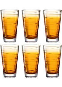 Longdrinkglas Leonardo "VARIO STRUTTURA", orange, H:13cm &Oslash;:8cm, Glas, Trinkgef&auml;&szlig;e, Longdrinkglas, 280 ml, 6-teilig