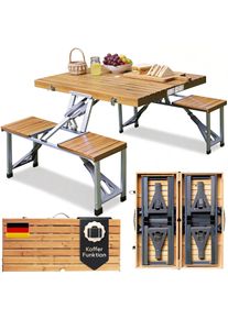 Casaria Campingtafel Hout Aluminium 85,5x72x65cm