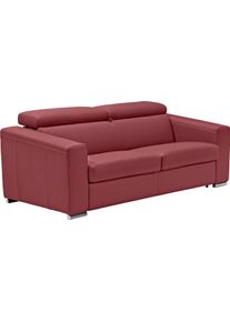 Schlafsofa Egoitaliano "Cabiria, Design und super Sitz- und Liegekomfort", rot (kirschrot), B:226cm H:97cm T:103cm, Leder &raquo;BULL&laquo; (echtes Rindsleder). Geschliffenes, pigmentiertes und behandeltes Rindsleder mit einer Dicke von 1, 3-1, 5 mm. Dieses Leder zeigt eine ziemlich weiche Hand mit einem halb undurchsichtigen Aussehen. Es handelt sich um ein gesch&uuml;tztes Leder. Eine leichte Deckschicht sch&uuml;tz